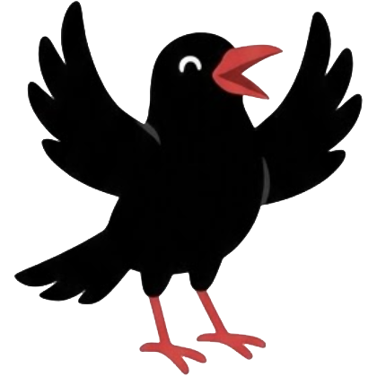 Learn Cornish chough mascot with wings spread
